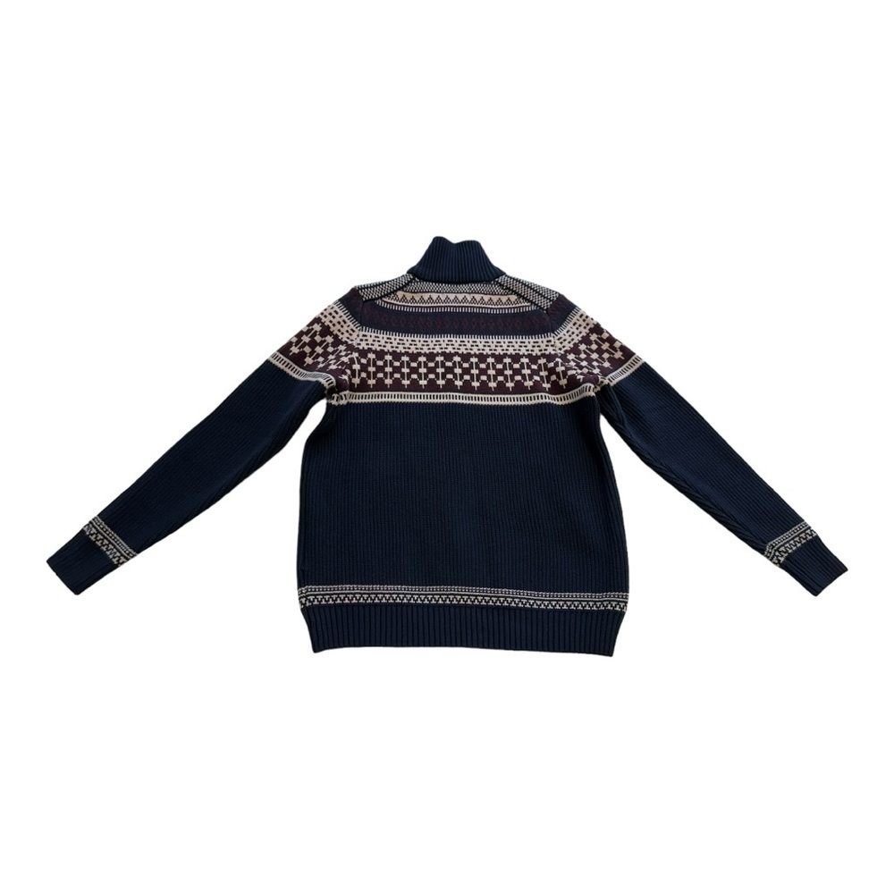 Marks & Spencer Cotton Blend Fair Isle Half Zip Jumper - Size Large - Picture 3 of 11